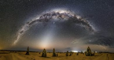 Voie lactée et lumière zodiacale au-dessus des Pinnacles australiens